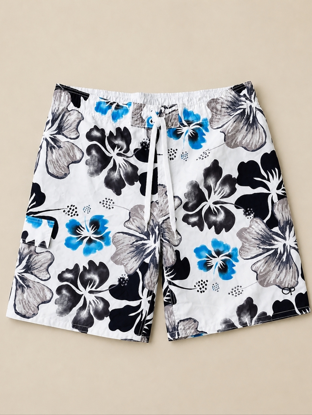 OP Mens Arctic White Floral Swim Trunks XL(40-42) Board Shorts Hibiscus Tropical